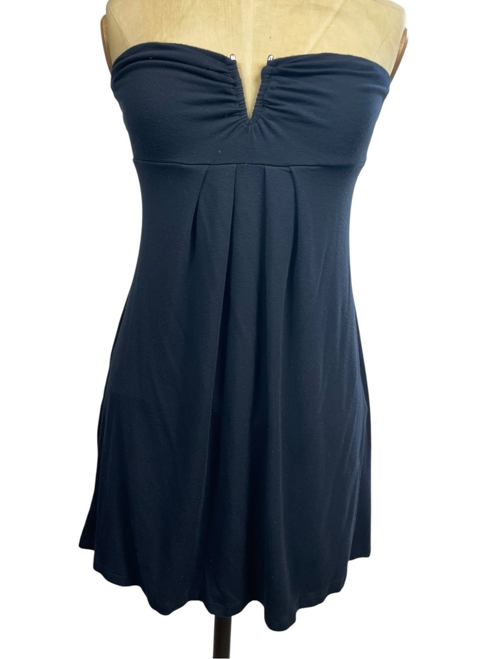 Bebe Sport Strapless Tube Dress Black Y2K Top Mini Pleated Size S Club Contempor
